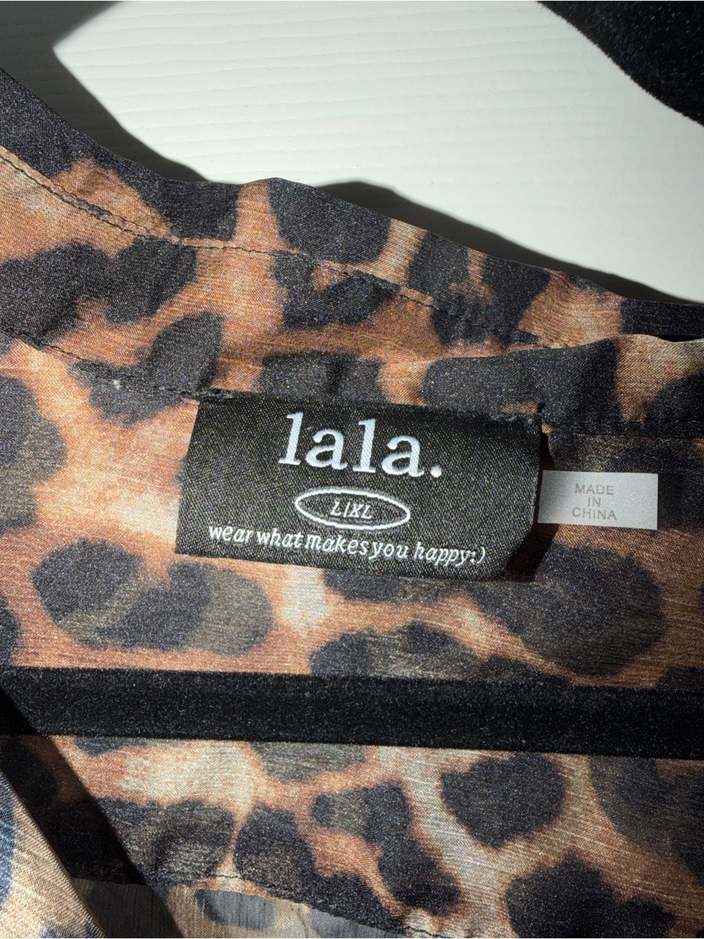 Dressed in LALA Leopard Sheer Crop Blouse - Brown & Black - Picture 2 of 4
